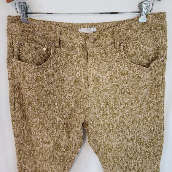 Eric Green Stretch Jeans with Cream Embroidery Skinny Mid Rise Size 12 - Picture 3 of 7